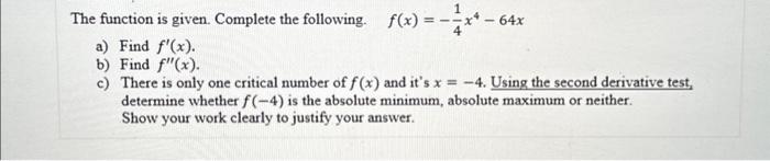 Solved The function is given. Complete the following. | Chegg.com
