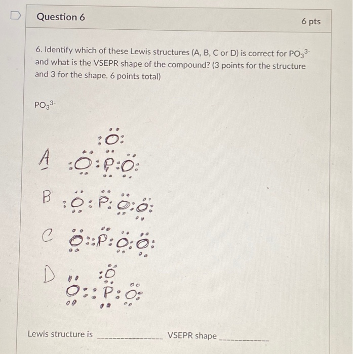 Solved Question 4 6 pts 4. Identify which of these Lewis | Chegg.com