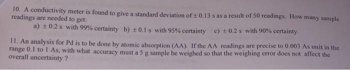 10. A conductivity meter is found to give a standard | Chegg.com