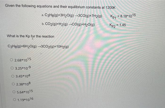 Solved Given the following equations and their equilibrium | Chegg.com