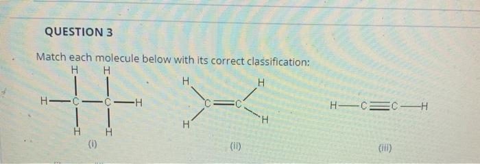 Solved QUESTION 3 Match each molecule below with its correct | Chegg.com