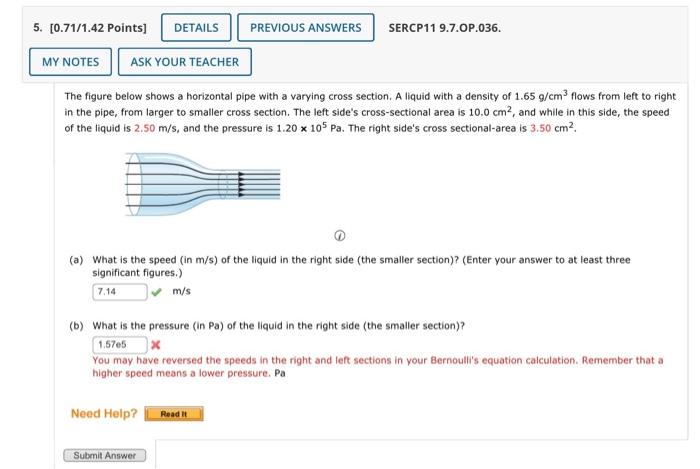 Solved The figure below shows a horizontal pipe with a | Chegg.com