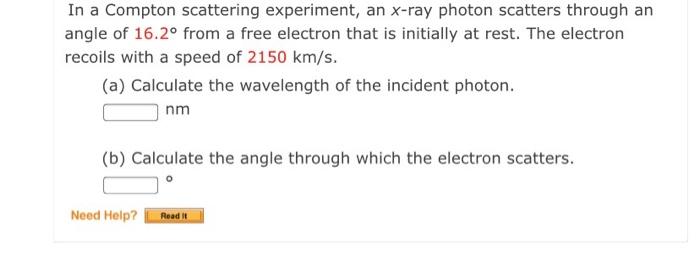 Solved In a Compton scattering experiment, an x-ray photon | Chegg.com