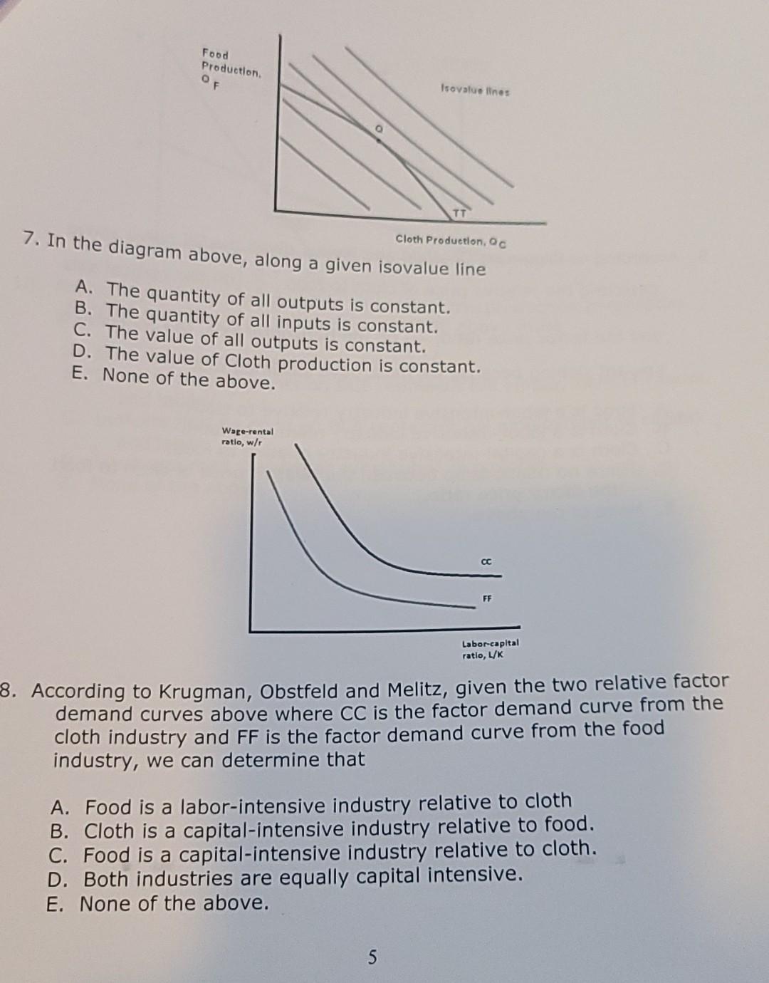 Solved Food Production Isovalue lines 7. In the diagram | Chegg.com