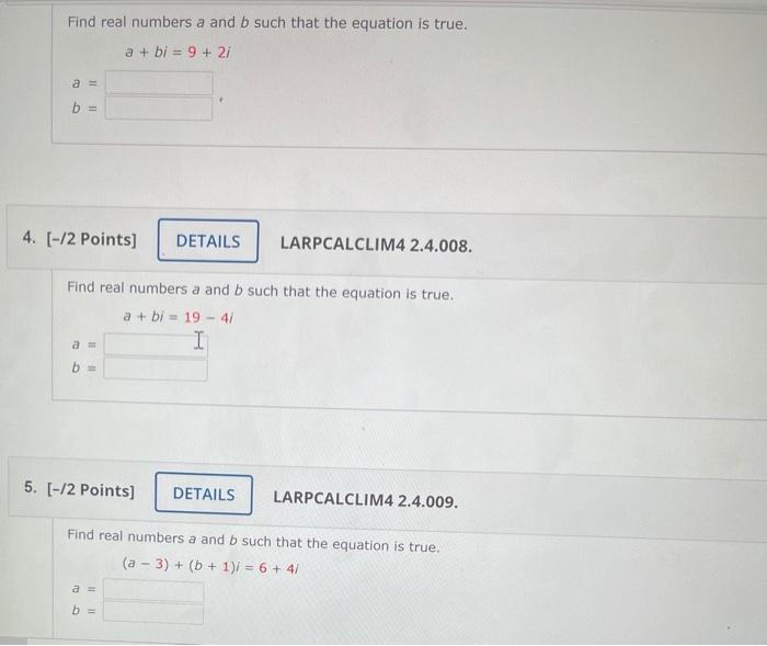 Solved Find Real Numbers A And B Such That The Equation Is | Chegg.com