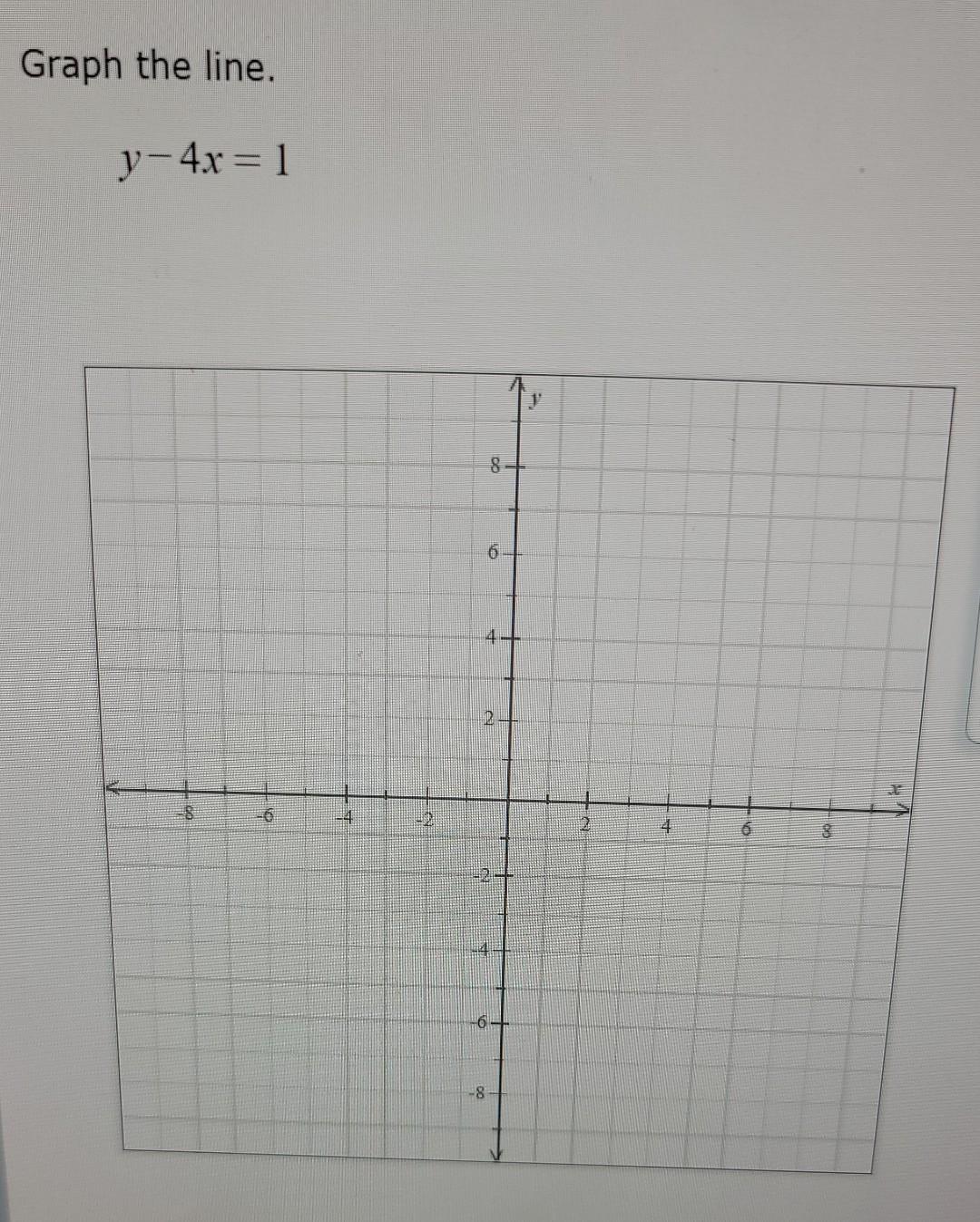 Solved Graph the line. y-4x = 1 1 8 6 L 22 4 2 4 6 2 -8 | Chegg.com