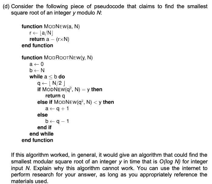 Solved (d) Consider The Following Piece Of Pseudocode That | Chegg.com