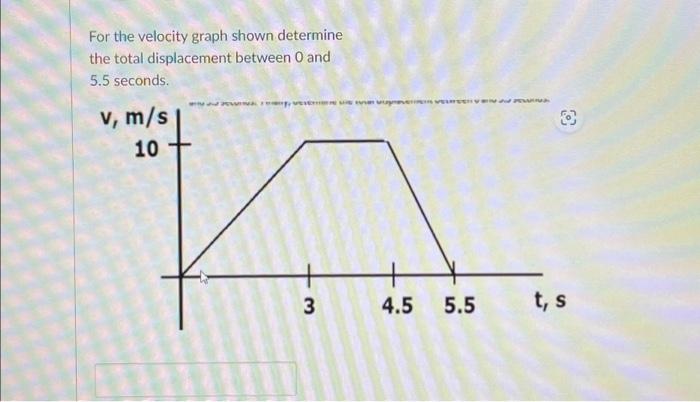 Solved For the velocity graph shown determine the total | Chegg.com