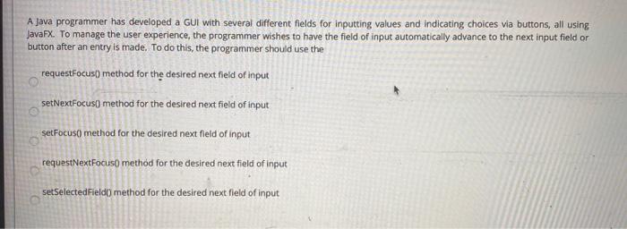 Solved A Java Programmer Has Developed A Gui With Several Chegg Com