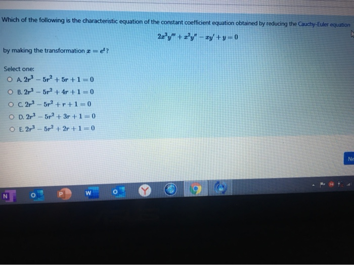 Solved Which of the following is the characteristic equation | Chegg.com