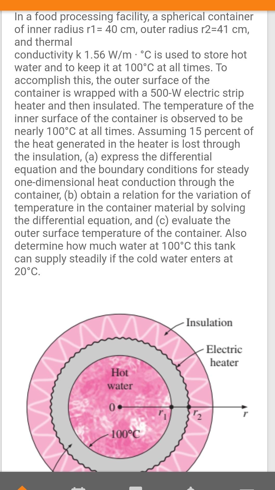 Solved In a food processing facility, a spherical container | Chegg.com