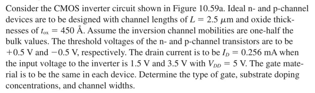 Consider the CMOS inverter circuit shown in Figure | Chegg.com