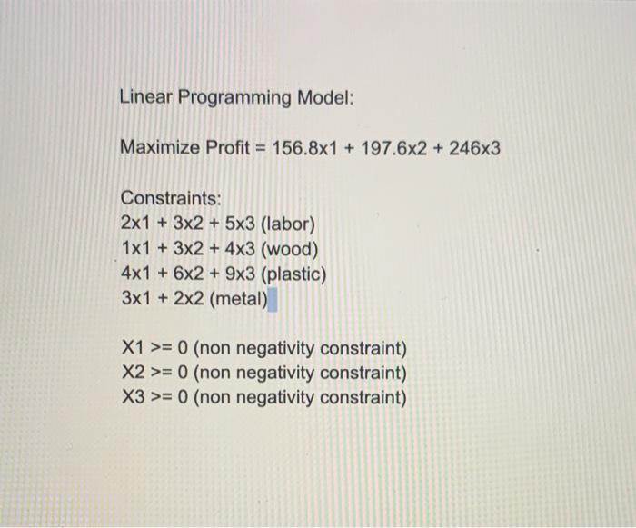 Solved Use excel to find the optimal product mix for X1, X2,