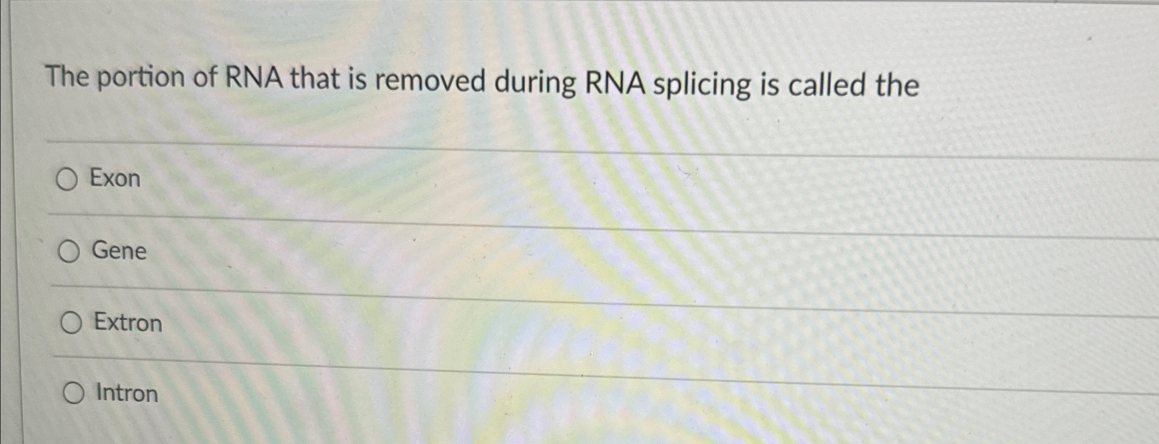 Solved The portion of RNA that is removed during RNA | Chegg.com