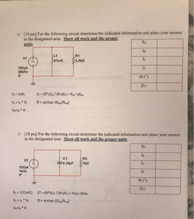 Solved 4. [10 pts] For the following circuit determine the | Chegg.com