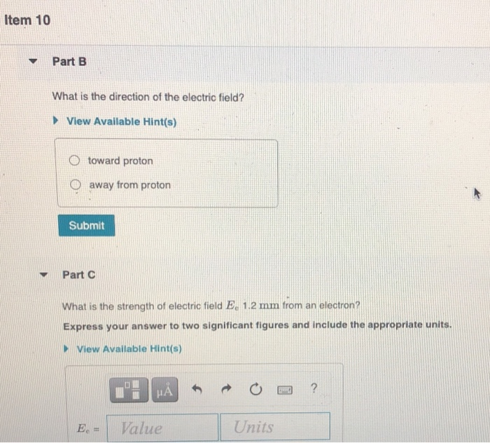 Solved Part A What is the strength of electric field Ep 1.2 | Chegg.com