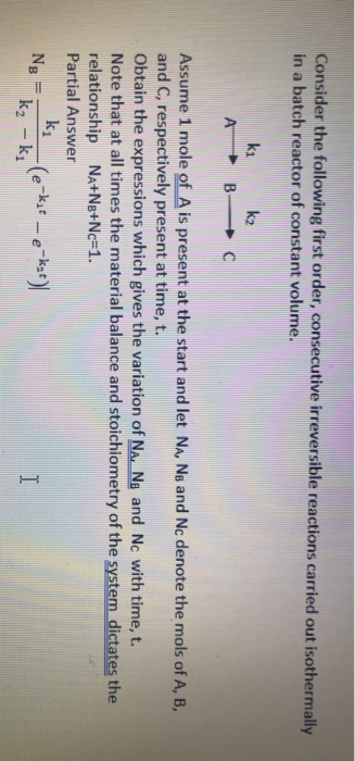 Solved Consider The Following First Order, Consecutive | Chegg.com