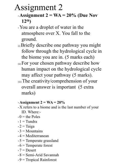 Solved Assignment 2 · Assignment 2 = WA = 20% (Due Nov 12th) | Chegg.com