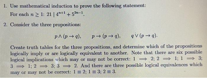 Solved 1. Use mathematical induction to prove the following | Chegg.com