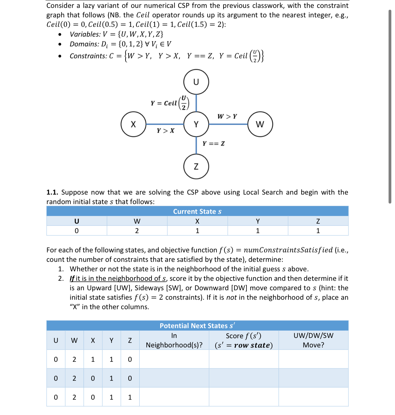 Solved Consider a lazy variant of our numerical CSP from the | Chegg.com