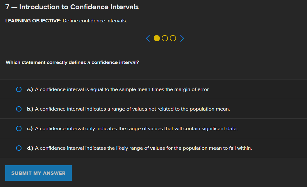 Solved 7 - ﻿Introduction to Confidence IntervalsLEARNING | Chegg.com
