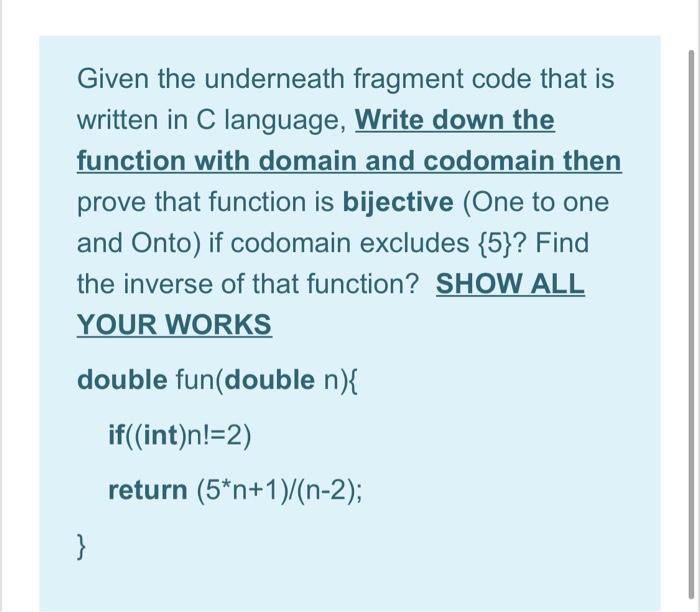 Solved Given the underneath fragment code that is written in | Chegg.com