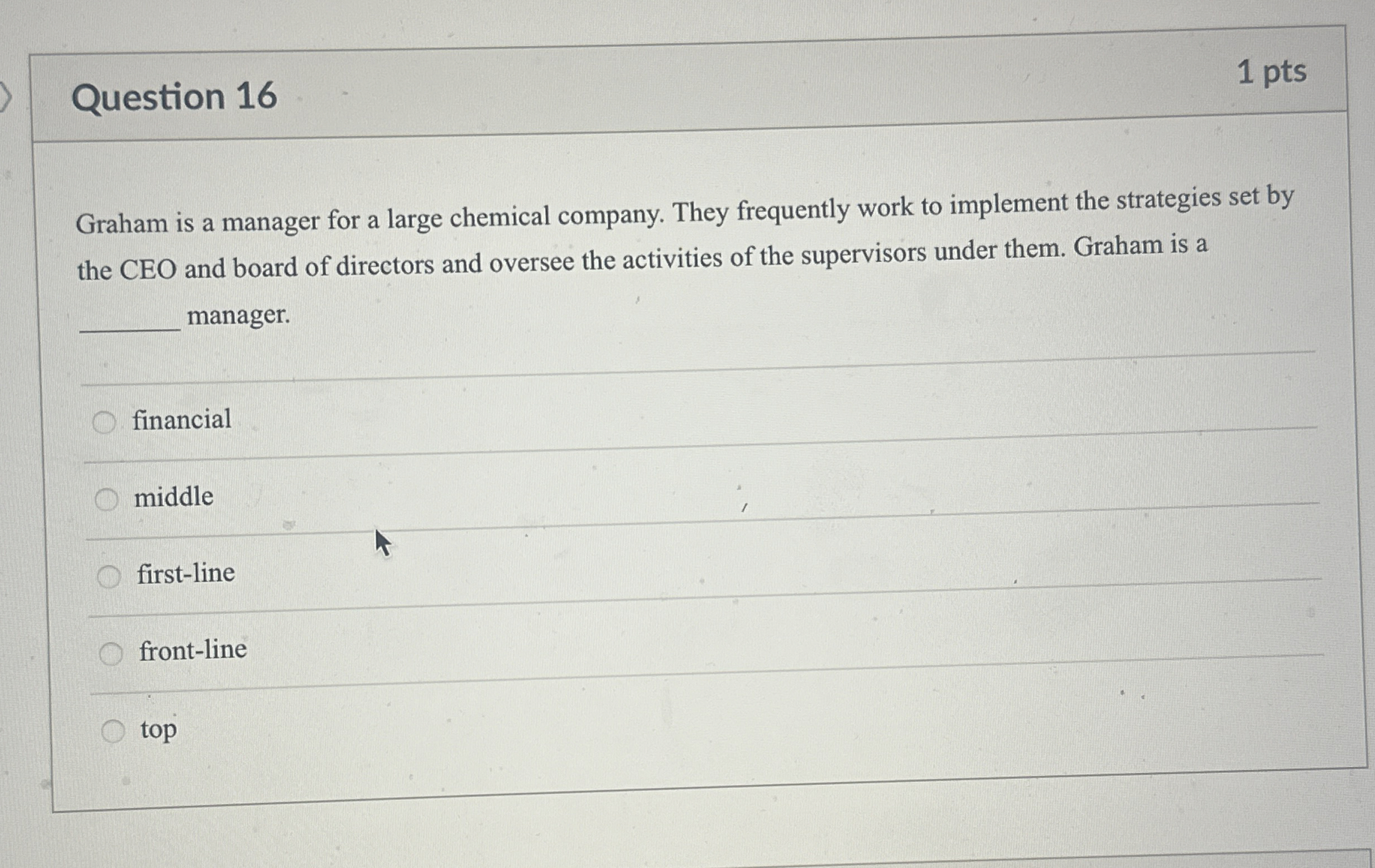 Solved Question 161 ﻿ptsGraham is a manager for a large | Chegg.com