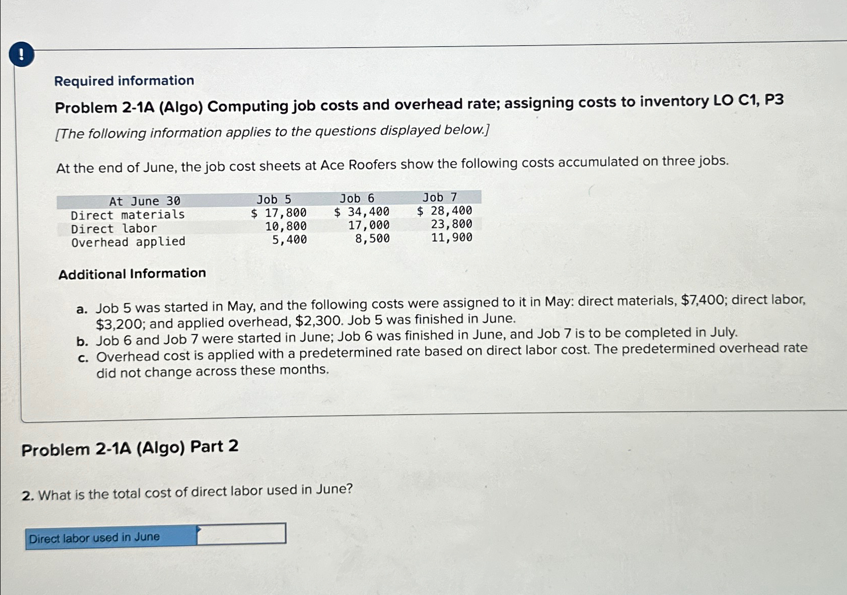 Solved !Required InformationProblem 2-1A (Algo) ﻿Computing | Chegg.com