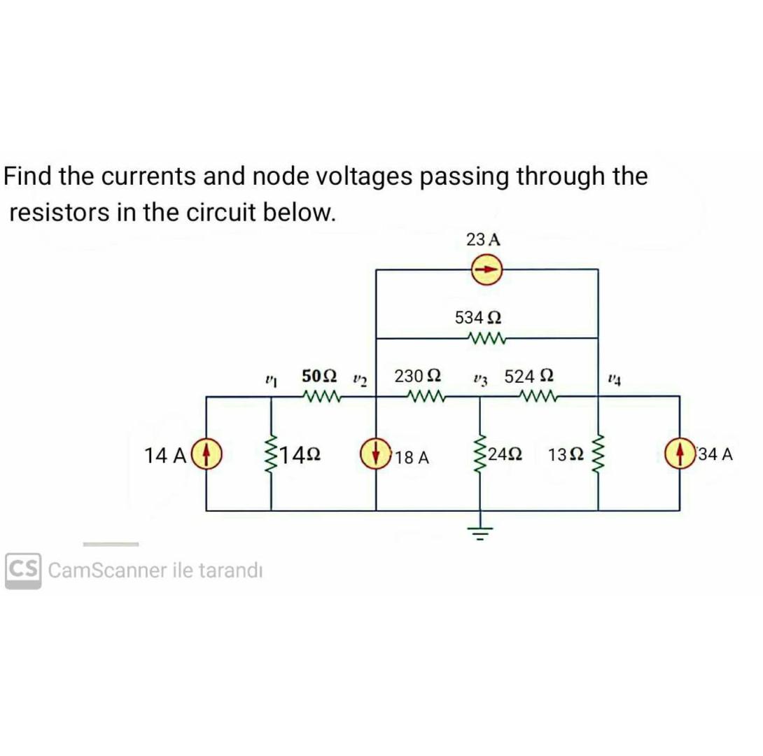 Solved Find the currents and node voltages passing through | Chegg.com