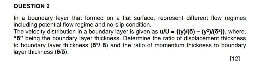 Solved In a boundary layer that formed on a flat surface, | Chegg.com