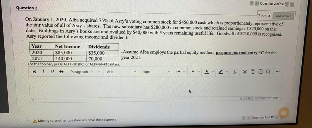 Solved Save Answer Question 2 of 12 Question 2 1 points On | Chegg.com
