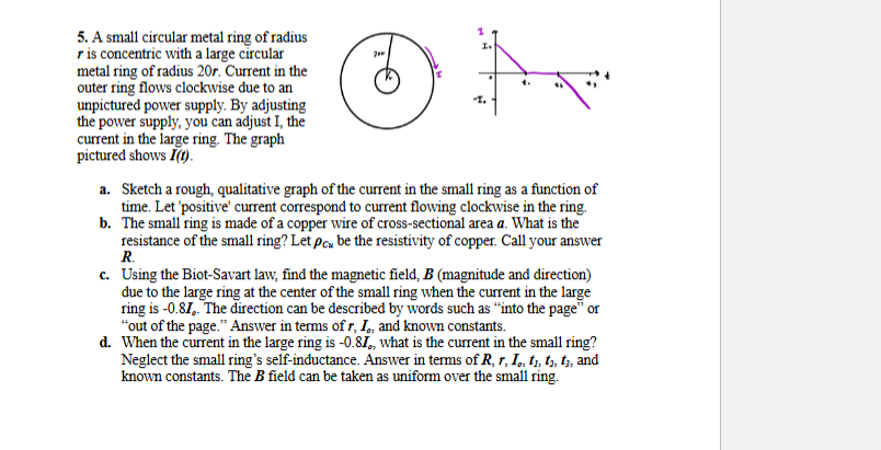 Solved 5. ﻿A small circular metal ring of radius \( ﻿r \) | Chegg.com