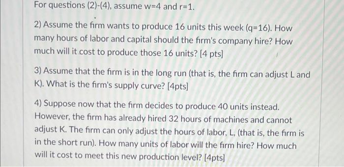 Solved A firm has the following production function where a | Chegg.com
