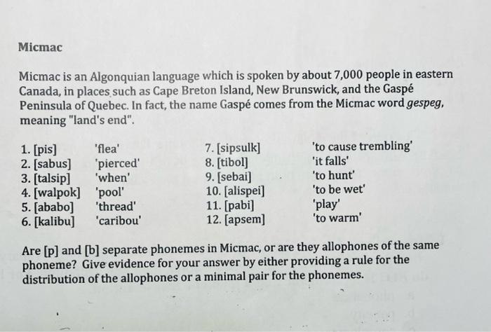Please complete phonology problem on the back of this | Chegg.com
