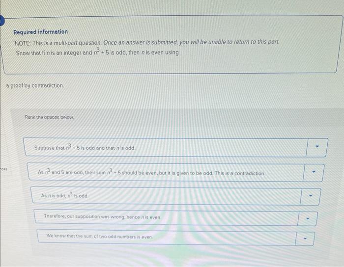 Solved Required information NOTE. This is a multi-part | Chegg.com