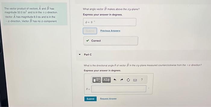 Solved The Vector Product Of Vectors A And B Has Magnitude | Chegg.com