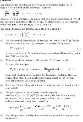 Solved The temperature distribution Θ(x,t) ﻿along an | Chegg.com