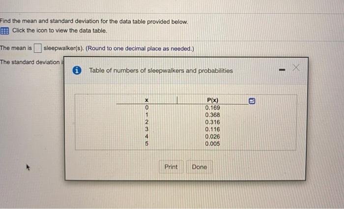 Solved Find the mean and standard deviation for the data | Chegg.com