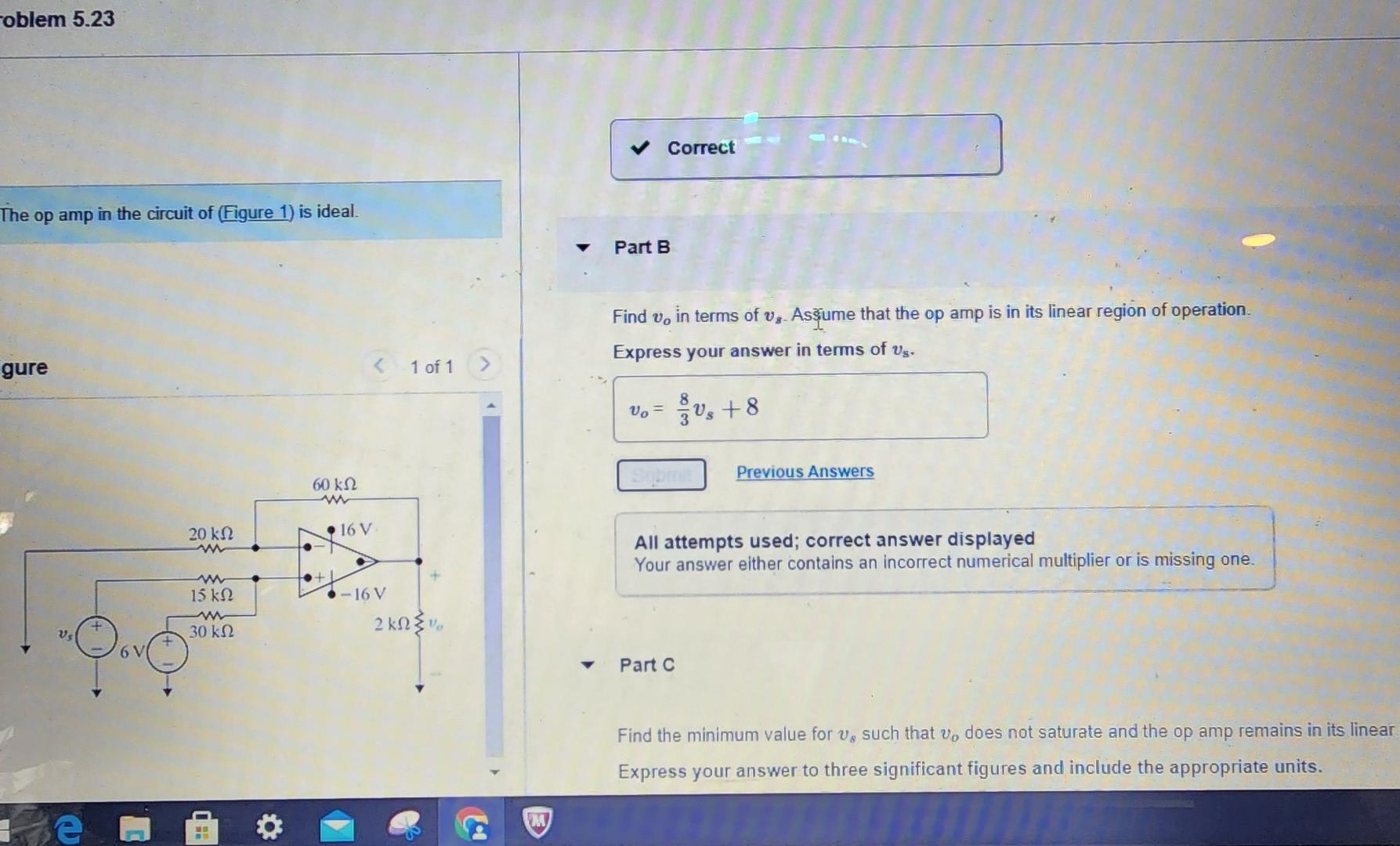 Solved The op amp in the circuit of (Figure 1) is ideal. | Chegg.com