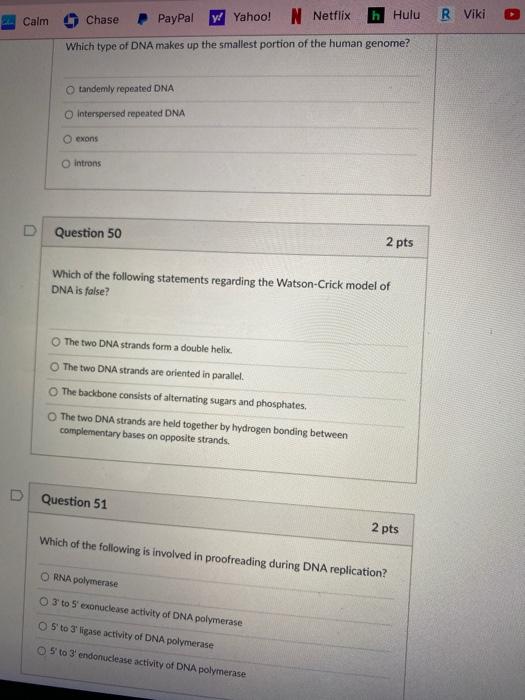 Solved Calm Chase PayPal Yahoo! N Netflix R Viki h Hulu | Chegg.com