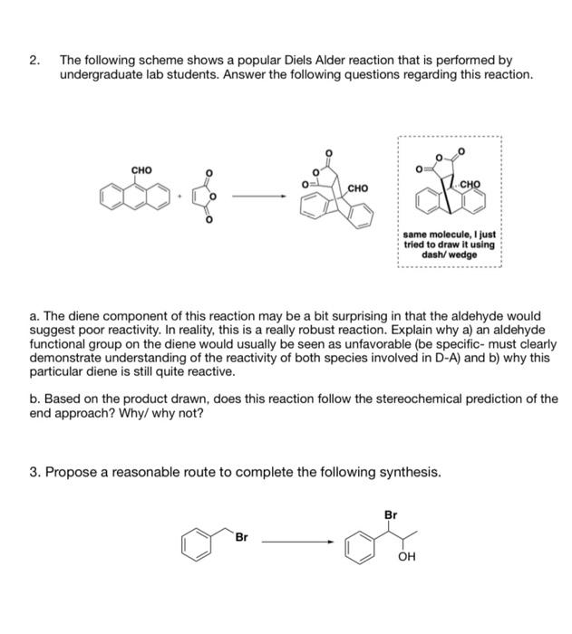 Solved 2. The following scheme shows a popular Diels Alder | Chegg.com