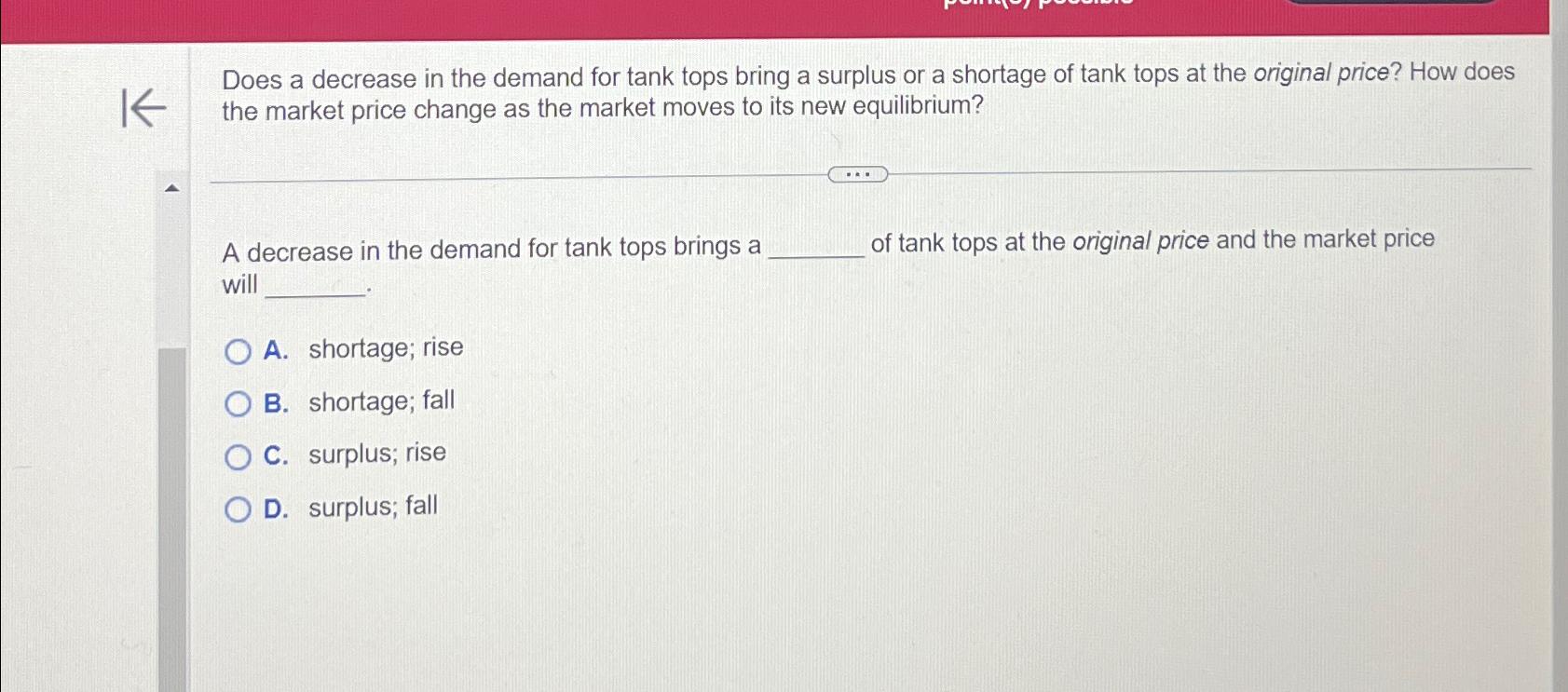 Solved Does a decrease in the demand for tank tops bring a | Chegg.com