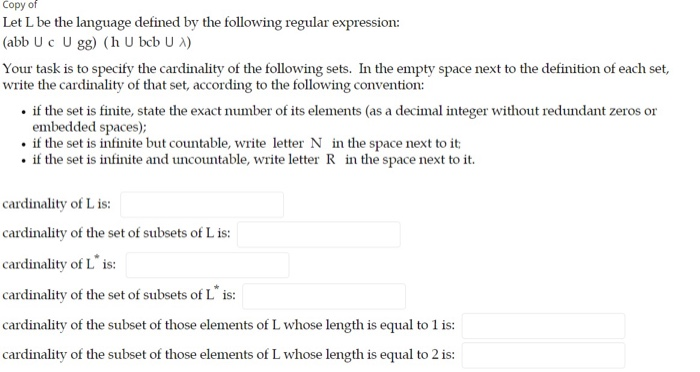Solved Copy of Let L be the language defined by the | Chegg.com