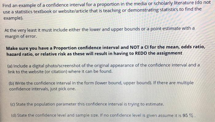 Find An Example Of A Confidence Interval For A Chegg Com