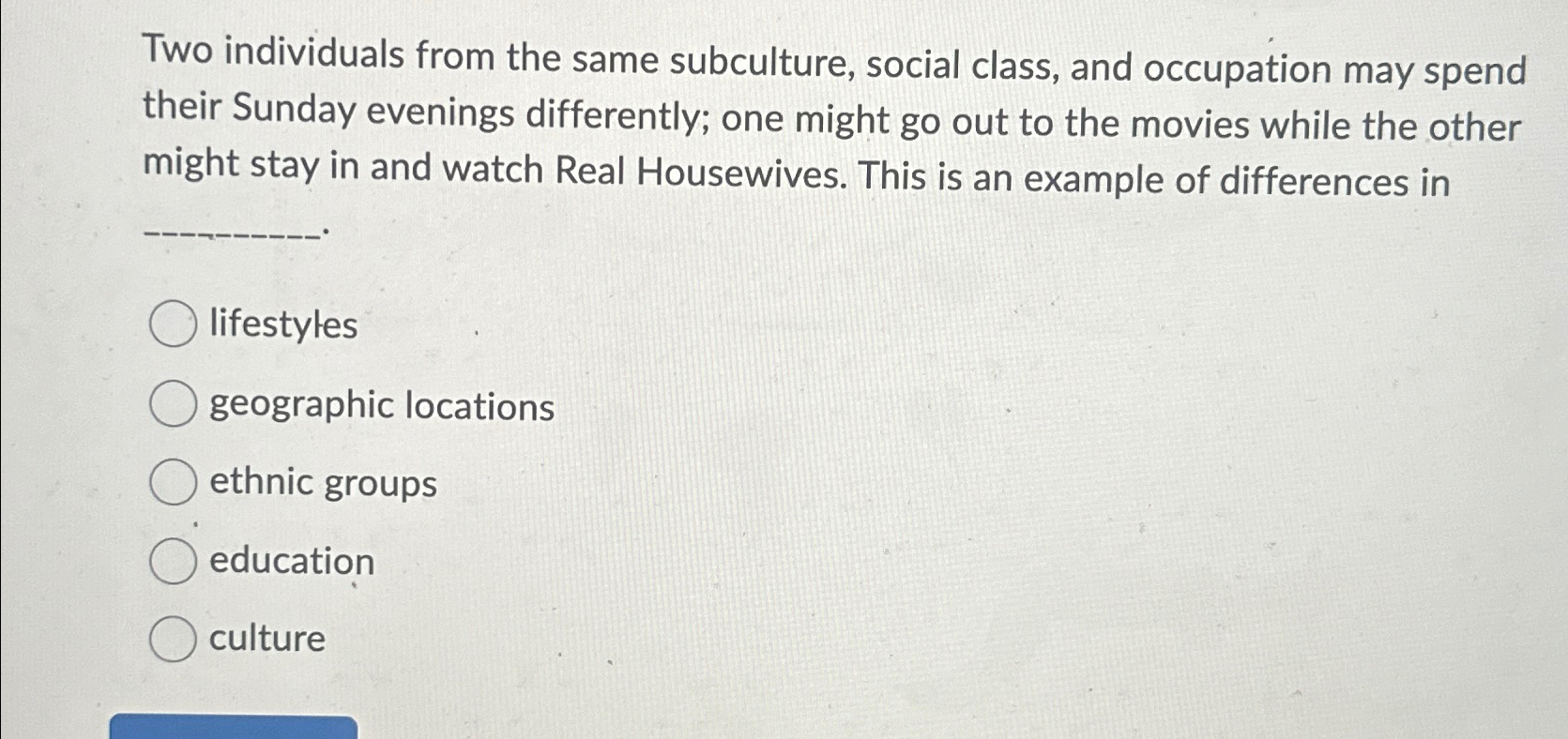 Solved Two individuals from the same subculture, social | Chegg.com