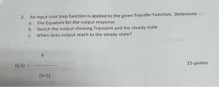 Solved 2. a. An input Unit Step function is applied to the | Chegg.com