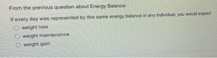 From the previous question about Energy Balance: If | Chegg.com