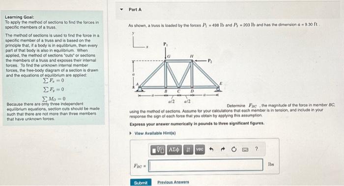 Solved Learning Goal: To Apply The Method Of Sections To | Chegg.com