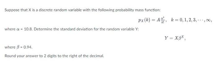 Solved Suppose that X is a discrete random variable with the | Chegg.com