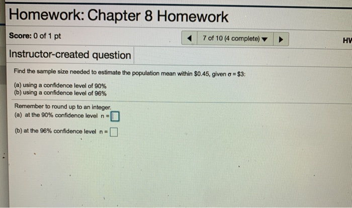 Solved Homework: Chapter 8 Homework Score: 0 of 1 pt 7 of 10 | Chegg.com